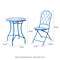 Set of 3 Outdoor Metal and Ceramic Tile Blue Folding Bistro Set